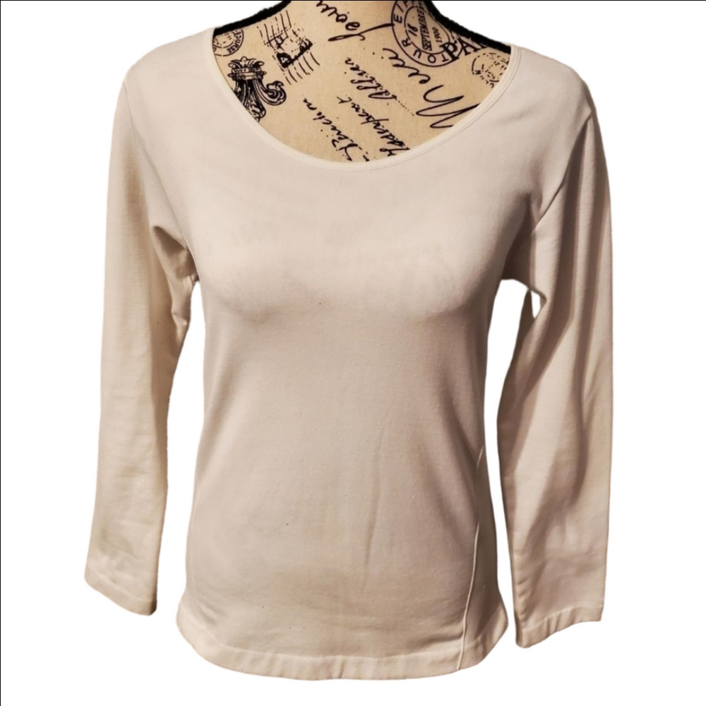 New Mix White Long Sleeve Fleece Lined Top Medium